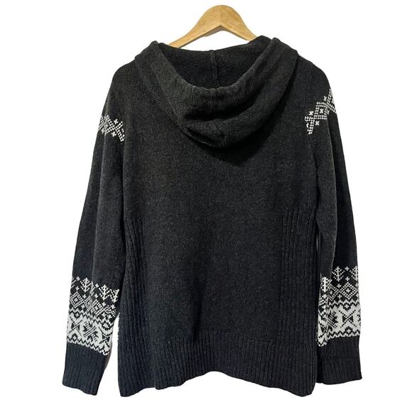 Eddie Bauer Fair Isle Wool Blend Cardigan Sweater Size XXL Black Cabincore - Picture 2 of 9